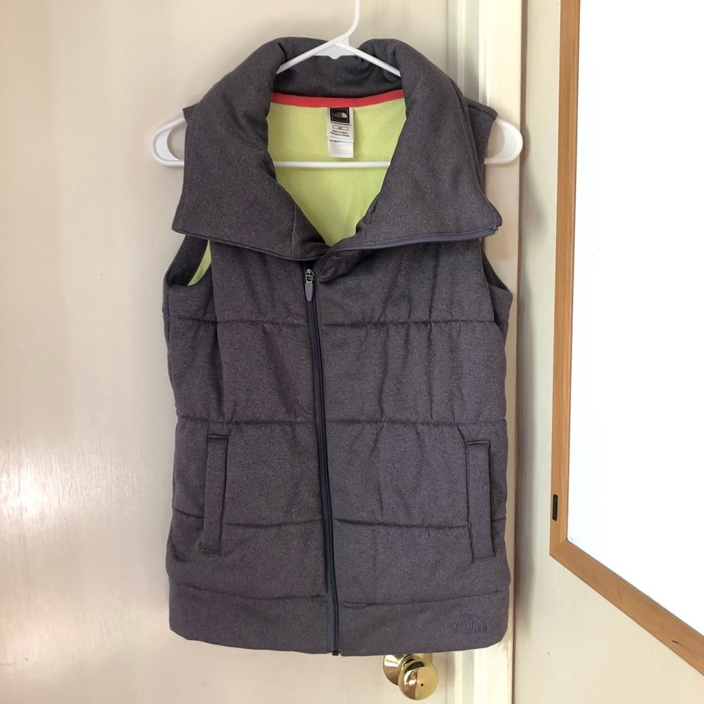 The North Face soft vest grayish-blue Like New!